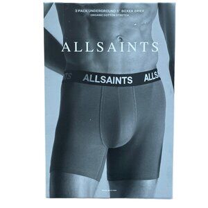 All Saints 3-Pack Underground 5” Boxer Brief organic cotton Size LARGE NIB GRAY